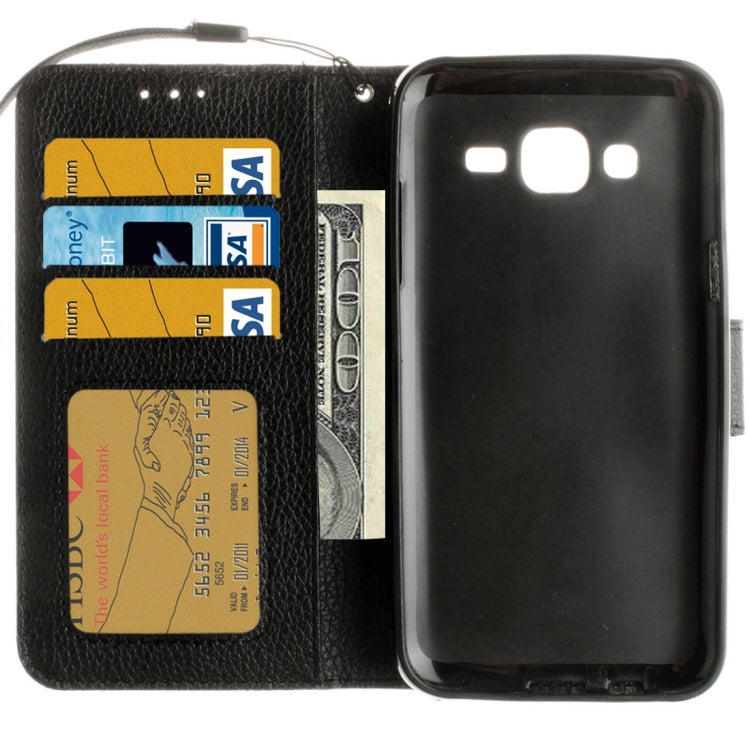For Galaxy J5 / J510 (2016) Litchi Texture Horizontal Flip PU Leather Case with Holder & Card Slots & Wallet & Photo Frame & Lanyard