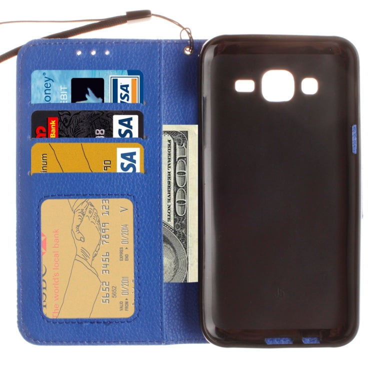 For Galaxy J5 / J510 (2016) Litchi Texture Horizontal Flip PU Leather Case with Holder & Card Slots & Wallet & Photo Frame & Lanyard