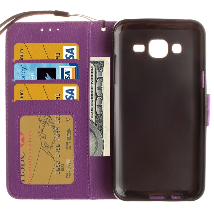 For Galaxy J5 / J510 (2016) Litchi Texture Horizontal Flip PU Leather Case with Holder & Card Slots & Wallet & Photo Frame & Lanyard