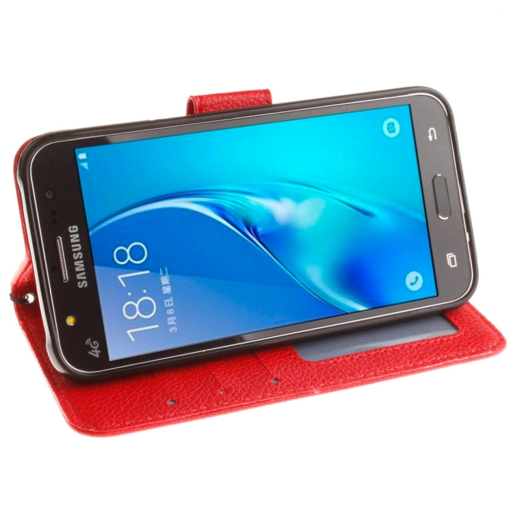 For Galaxy J5 / J510 (2016) Litchi Texture Horizontal Flip PU Leather Case with Holder & Card Slots & Wallet & Photo Frame & Lanyard