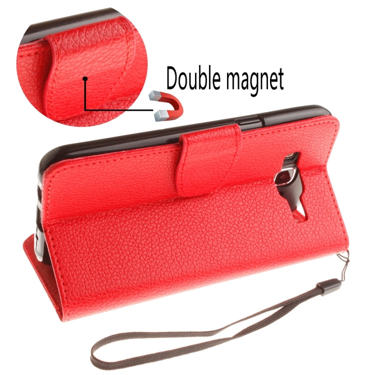 For Galaxy J5 / J510 (2016) Litchi Texture Horizontal Flip PU Leather Case with Holder & Card Slots & Wallet & Photo Frame & Lanyard