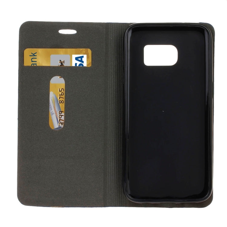 For Galaxy S7 / G930 Canvas Pattern PU + TPU Horizontal Flip Leather Case with Holder & Card Slots