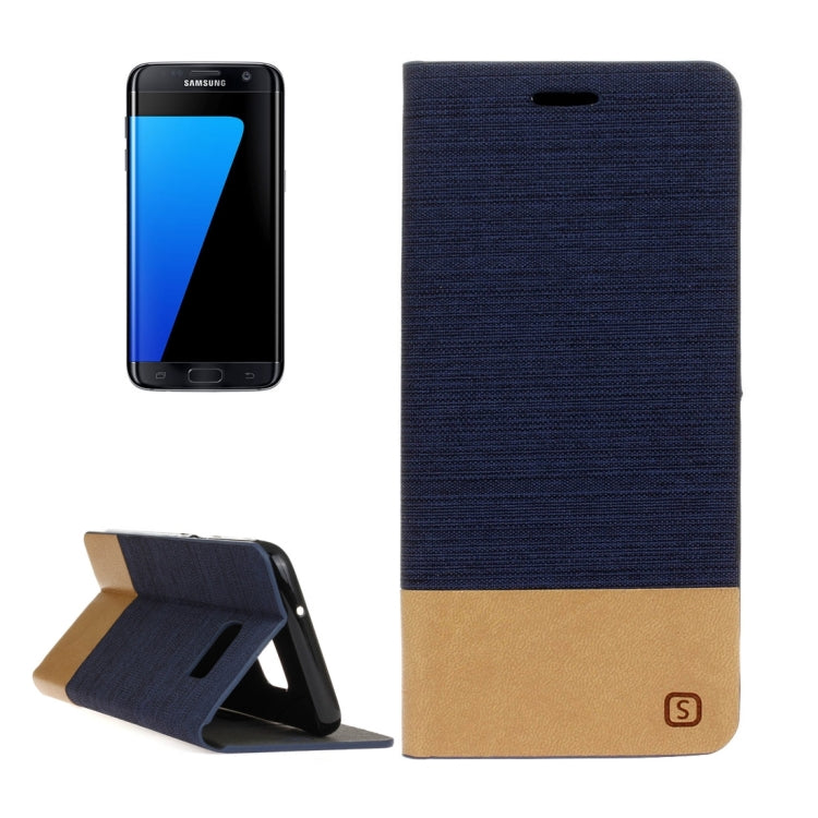 For Galaxy S7 Edge / G935 Canvas Pattern PU + TPU Horizontal Flip Leather Case with Holder & Card Slots