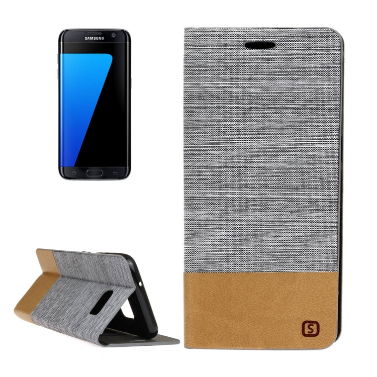 For Galaxy S7 Edge / G935 Canvas Pattern PU + TPU Horizontal Flip Leather Case with Holder & Card Slots