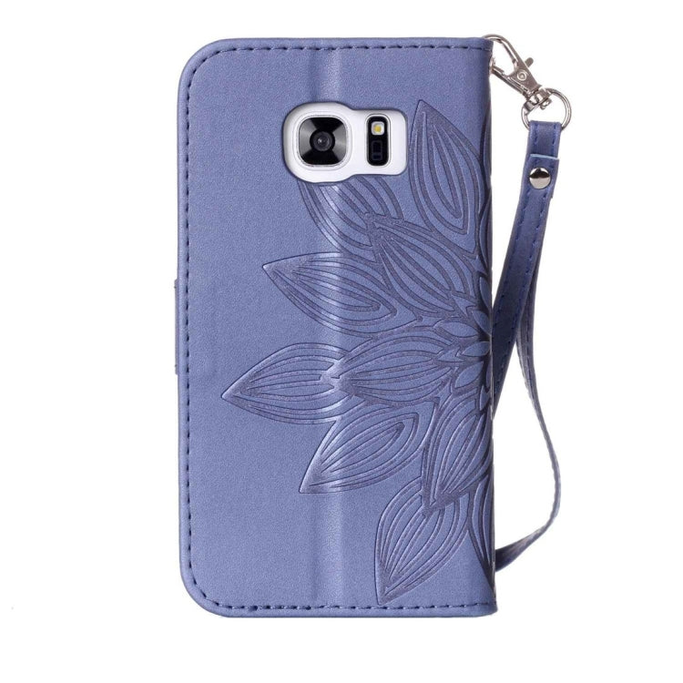 For Galaxy S7 / G930 Crazy Horse Texture Half Flower Printing Horizontal Flip Leather Case with Holder & Card Slots & Wallet & Lanyard