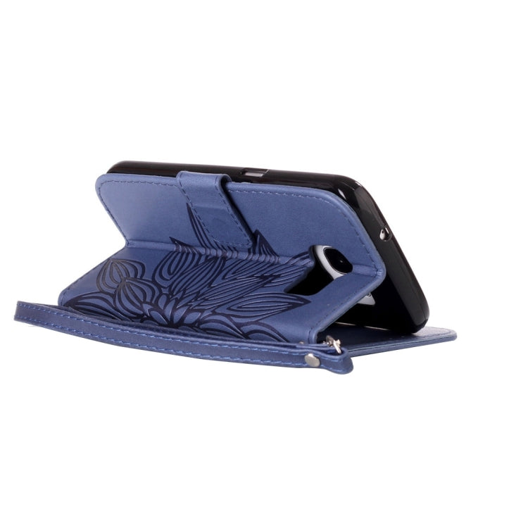 For Galaxy S7 / G930 Crazy Horse Texture Half Flower Printing Horizontal Flip Leather Case with Holder & Card Slots & Wallet & Lanyard