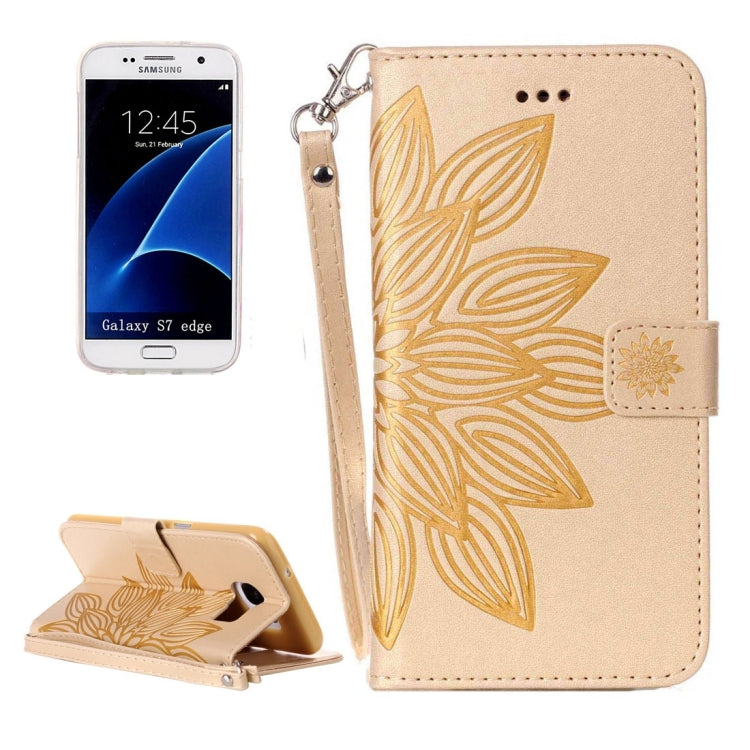 For Galaxy S7 Edge / G935 Half Flower Printing Horizontal Flip Leather Case with Holder & Card Slots & Wallet & Lanyard