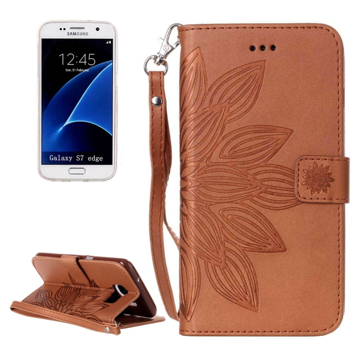 For Galaxy S7 Edge / G935 Half Flower Printing Horizontal Flip Leather Case with Holder & Card Slots & Wallet & Lanyard
