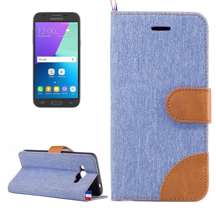For Galaxy J3 (2017) Denim Texture Horizontal Flip Leather Case with Holder & Card Slots