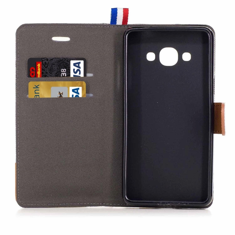 For Galaxy J3 (2017) Denim Texture Horizontal Flip Leather Case with Holder & Card Slots
