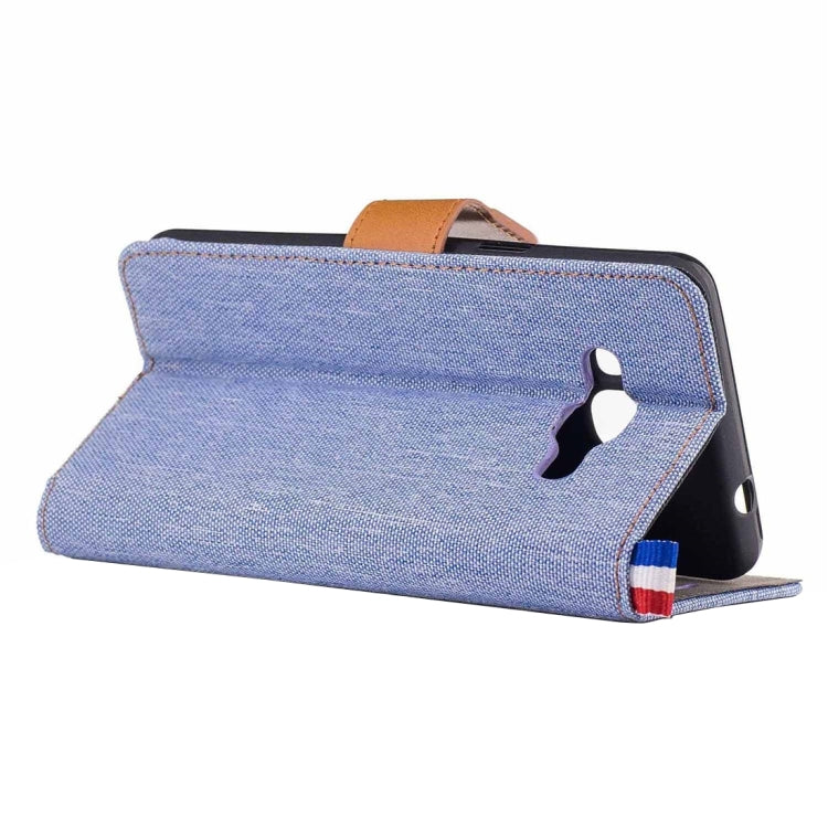 For Galaxy J3 (2017) Denim Texture Horizontal Flip Leather Case with Holder & Card Slots