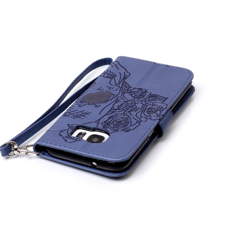 For Galaxy S7 Edge / G935 Skull Printing Horizontal Flip Leather Case with Holder & Card Slots & Wallet & Lanyard