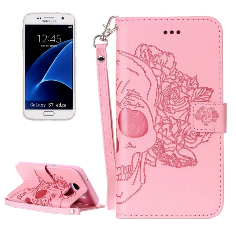 For Galaxy S7 Edge / G935 Skull Printing Horizontal Flip Leather Case with Holder & Card Slots & Wallet & Lanyard