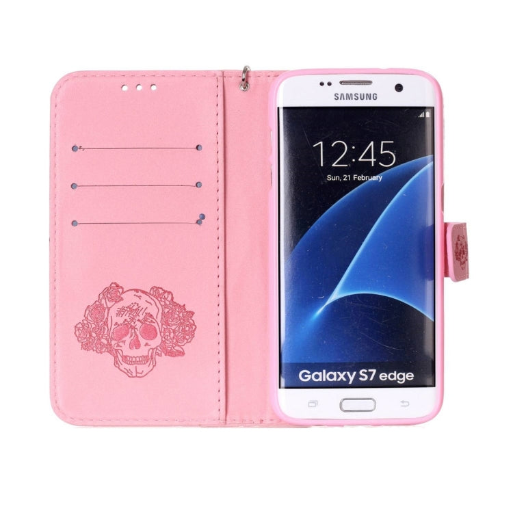 For Galaxy S7 Edge / G935 Skull Printing Horizontal Flip Leather Case with Holder & Card Slots & Wallet & Lanyard