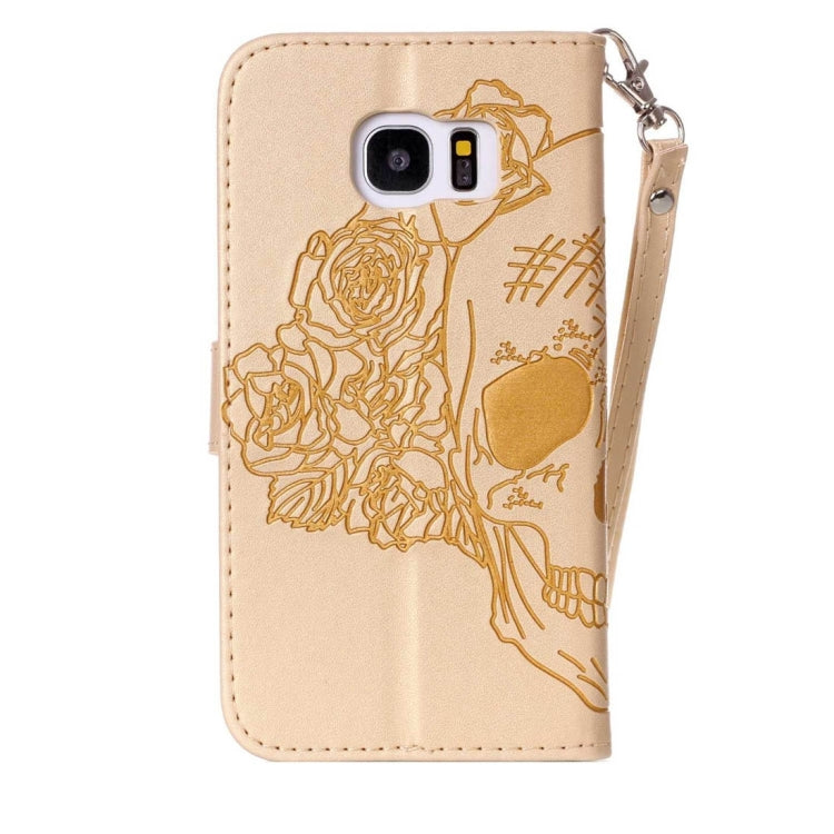 For Galaxy S7 Edge / G935 Skull Printing Horizontal Flip Leather Case with Holder & Card Slots & Wallet & Lanyard
