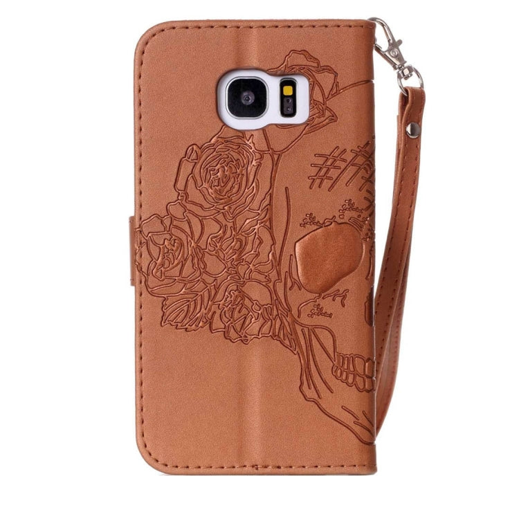 For Galaxy S7 Edge / G935 Skull Printing Horizontal Flip Leather Case with Holder & Card Slots & Wallet & Lanyard