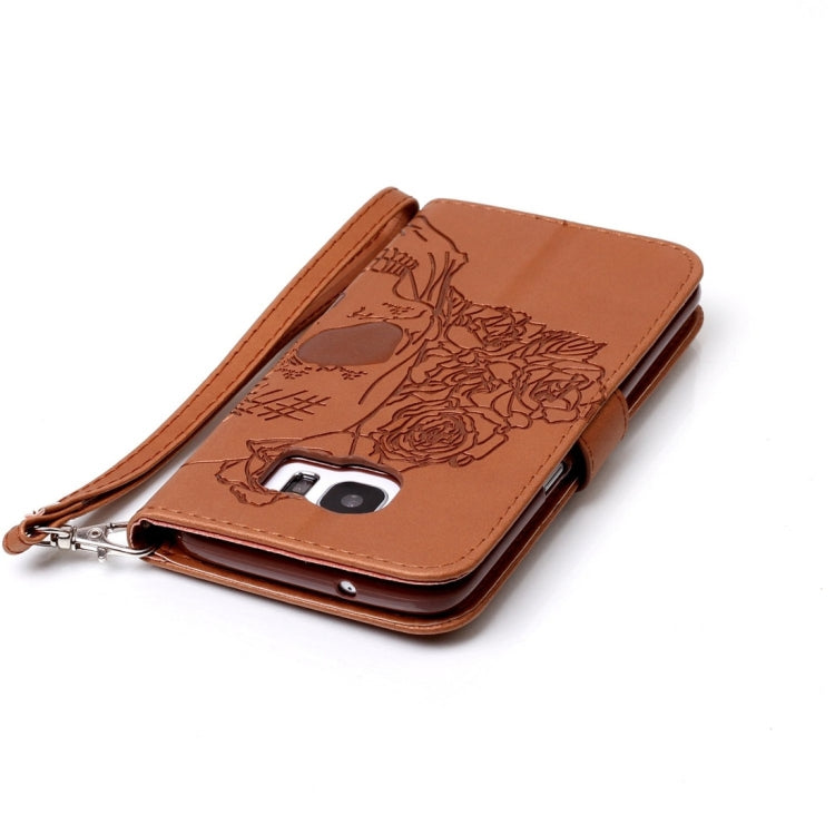 For Galaxy S7 Edge / G935 Skull Printing Horizontal Flip Leather Case with Holder & Card Slots & Wallet & Lanyard