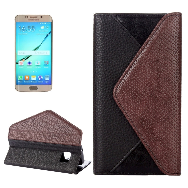 For Galaxy S6 / G920  Envelope Style Horizontal Flip Leather Case with Magnetic Buckle & Holder & Card Slots & Photo frame & Wallet & Lanyard(Black)