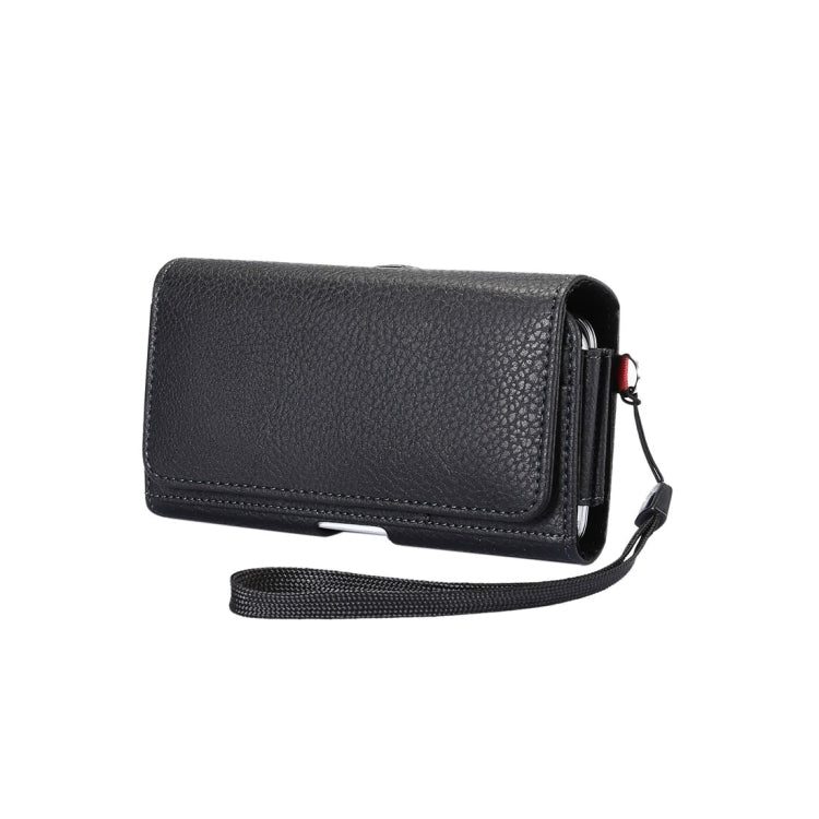 Universal Litchi Texture Vertical Flip Thwartwise Double Lattice PU Leather Case / Waist Bag with Back Splint & Card Slots & Lanyard for Galaxy S7 & S6 Edge & S6, Huawei P9 & P9 Lite, Sony Xperia Z5, Xiaomi Redmi 4 (Black)