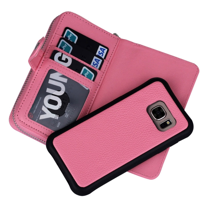 For Galaxy S7 Edge / G935  Zipper Lithi Texture Separable Horizontal Flip Leather Case with Card Slots & Wallet & Photo Frame & Lanyard