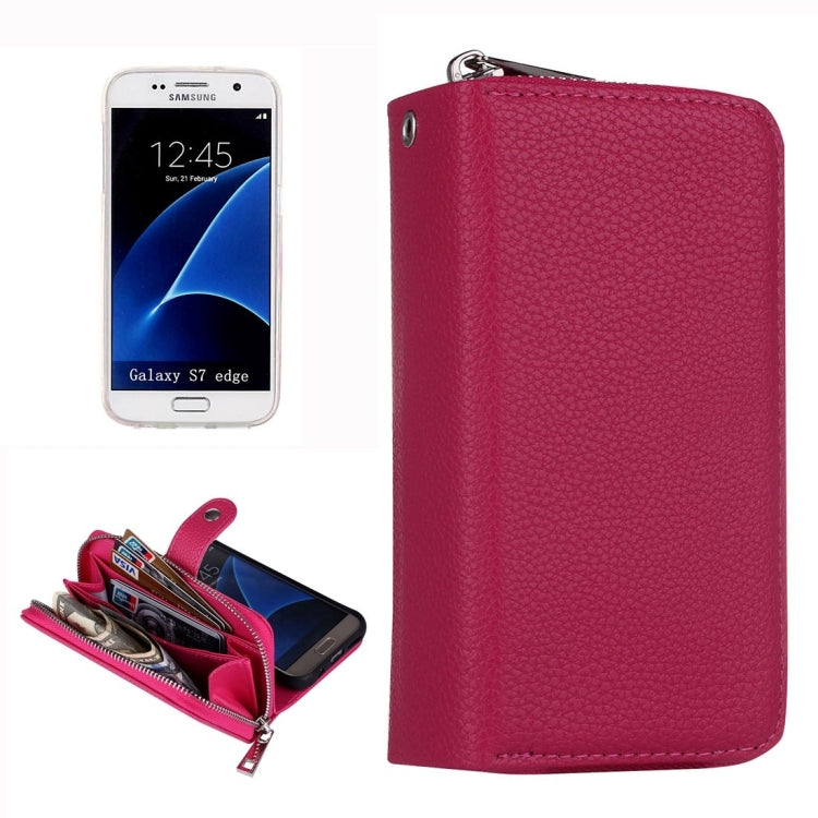 For Galaxy S7 Edge / G935  Zipper Lithi Texture Separable Horizontal Flip Leather Case with Card Slots & Wallet & Photo Frame & Lanyard