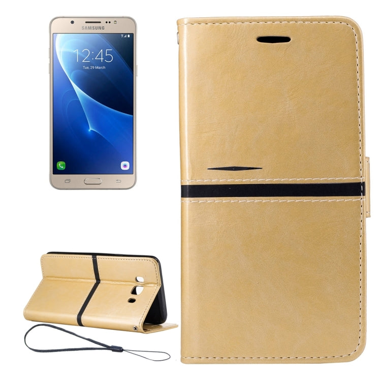For Galaxy J7 (2016) / J710 Crazy Horse Texture Horizontal Flip PU Leather Case with Holder & Card Slots & Wallet & Photo Frame & Lanyard