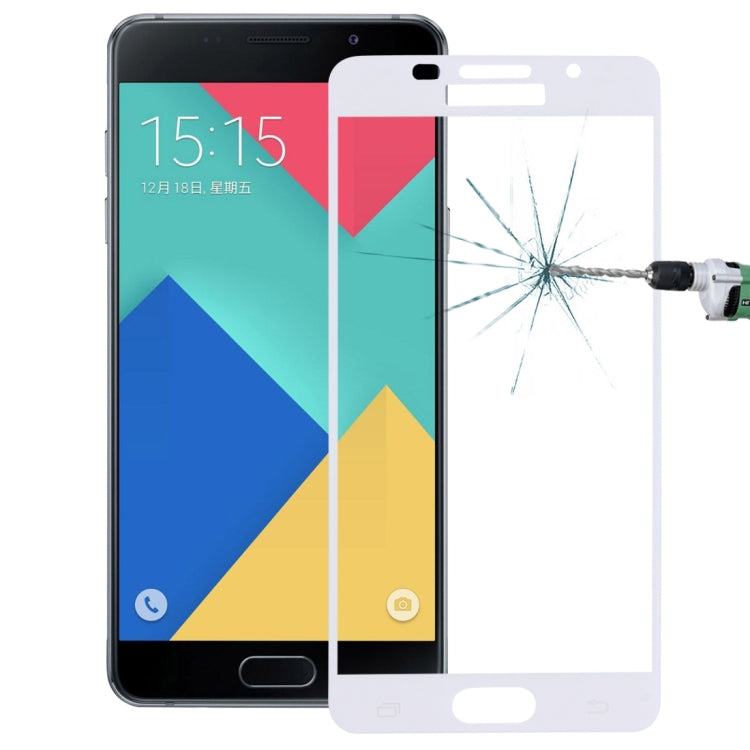 For Galaxy A5 (2016) / A510 0.26mm 9H Surface Hardness Explosion-proof Silk-screen Tempered Glass Full Screen Film (White)