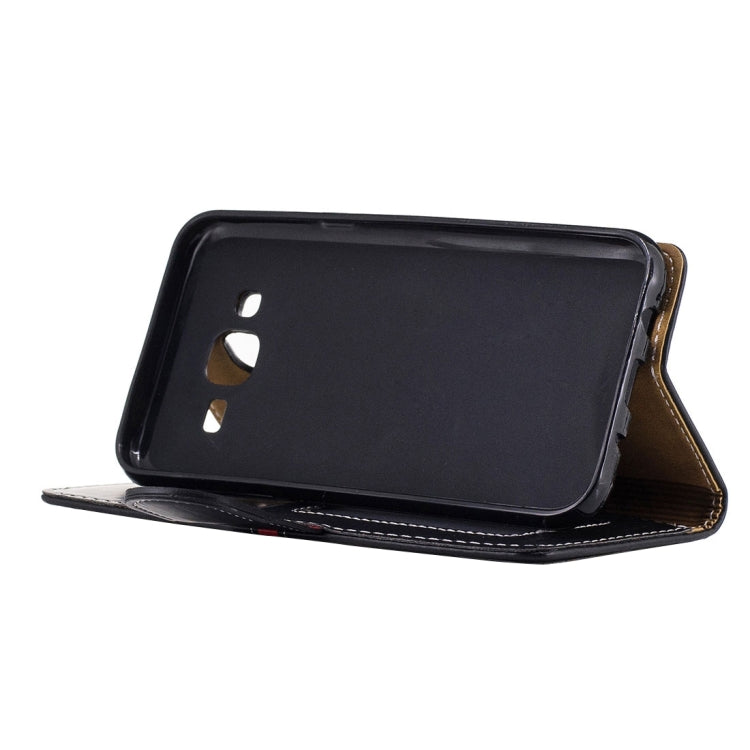 For Galaxy J5 / J500 Crazy Horse Texture Horizontal Flip Leather Case with Holder & Card Slots & Wallet & Photo Frame & Lanyard