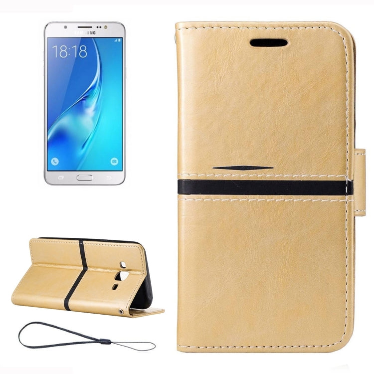 For Galaxy J5 / J500 Crazy Horse Texture Horizontal Flip Leather Case with Holder & Card Slots & Wallet & Photo Frame & Lanyard