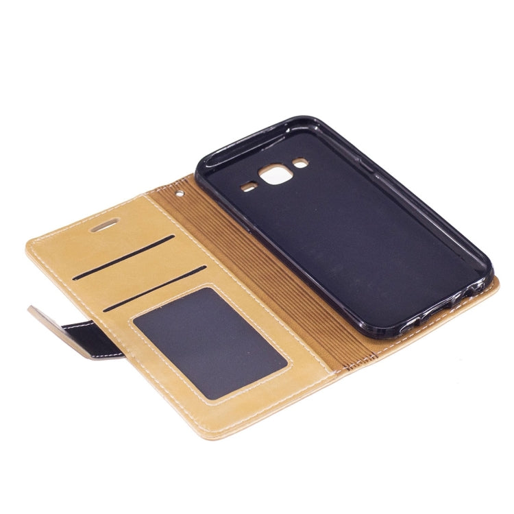 For Galaxy J5 / J500 Crazy Horse Texture Horizontal Flip Leather Case with Holder & Card Slots & Wallet & Photo Frame & Lanyard