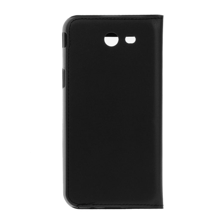 For Galaxy J3 (2017) / J327 (US Version) Plain Weave Texture Horizontal Flip Leather Case with Call Display ID