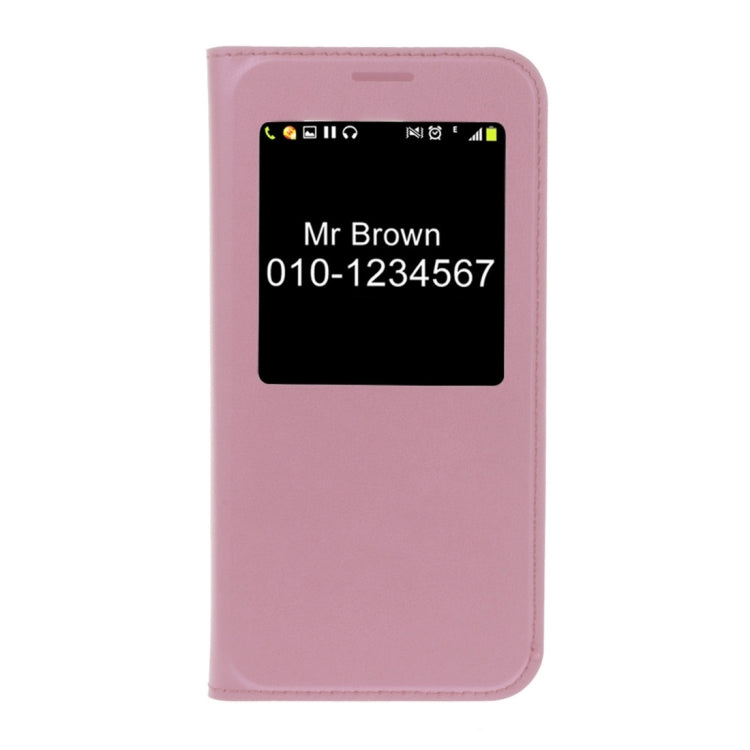 For Galaxy J3 (2017) / J327 (US Version) Plain Weave Texture Horizontal Flip Leather Case with Call Display ID