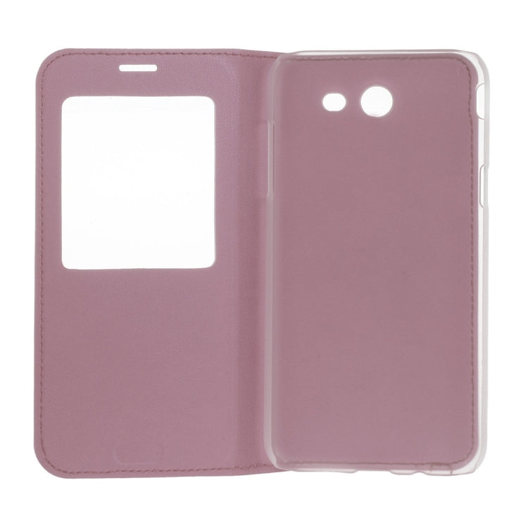For Galaxy J3 (2017) / J327 (US Version) Plain Weave Texture Horizontal Flip Leather Case with Call Display ID