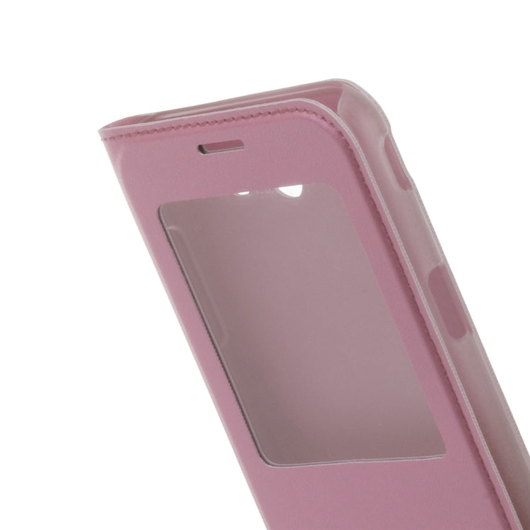 For Galaxy J3 (2017) / J327 (US Version) Plain Weave Texture Horizontal Flip Leather Case with Call Display ID