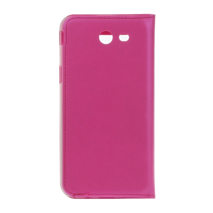 For Galaxy J3 (2017) / J327 (US Version) Plain Weave Texture Horizontal Flip Leather Case with Call Display ID