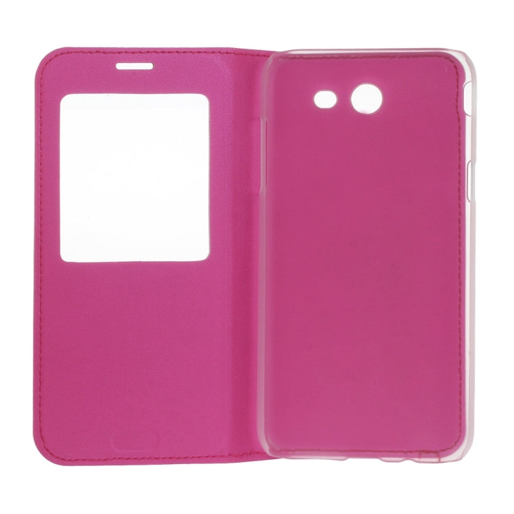 For Galaxy J3 (2017) / J327 (US Version) Plain Weave Texture Horizontal Flip Leather Case with Call Display ID