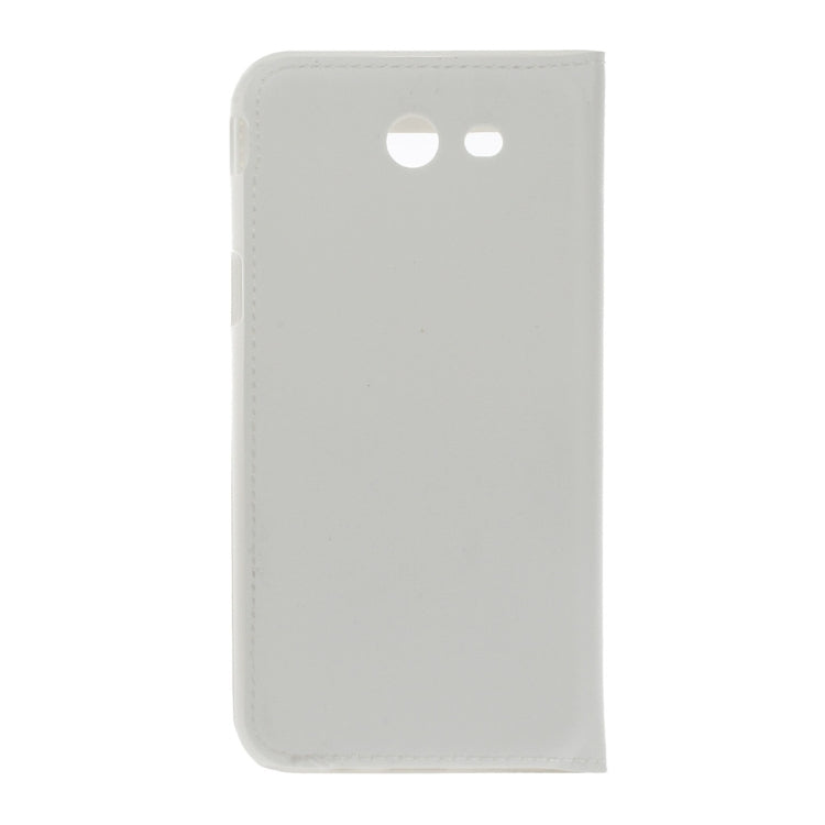 For Galaxy J3 (2017) / J327 (US Version) Plain Weave Texture Horizontal Flip Leather Case with Call Display ID