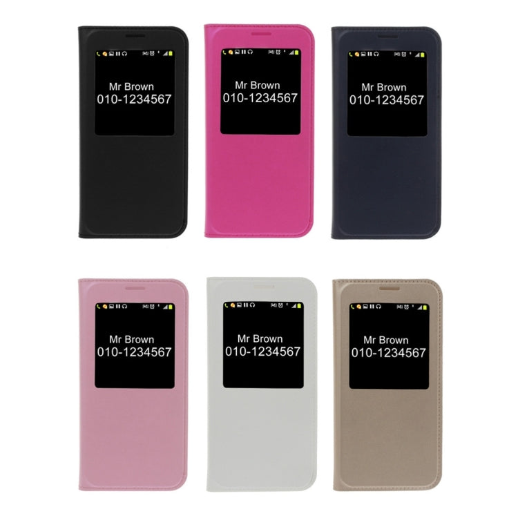 For Galaxy J3 (2017) / J327 (US Version) Plain Weave Texture Horizontal Flip Leather Case with Call Display ID