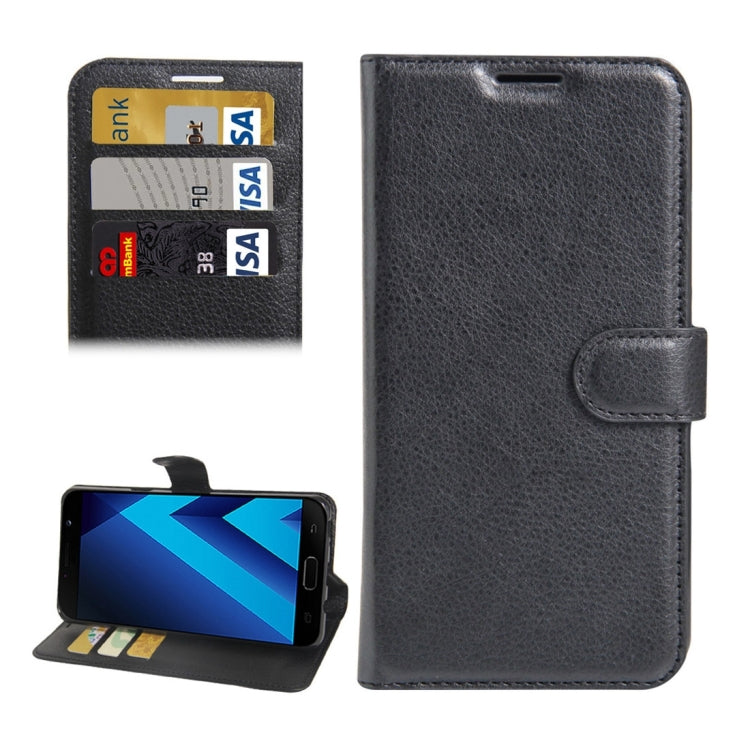 For Galaxy A7 (2017) Litchi Texture Horizontal Flip Leather Case with Holder & Card Slots & Wallet