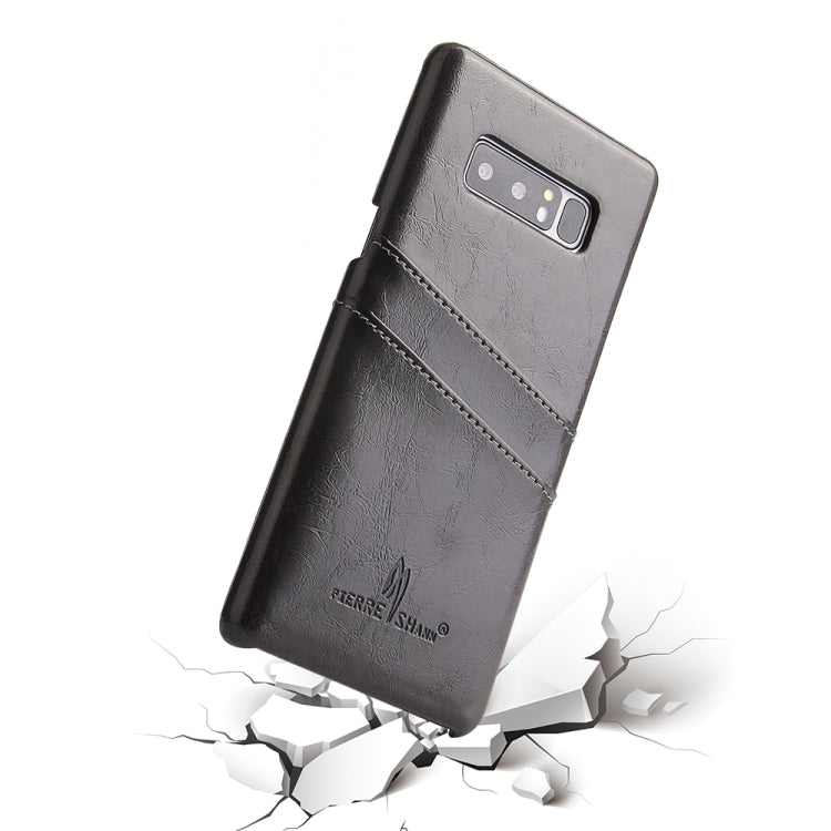 Fierre Shann Retro Oil Wax Texture PU Leather Case for Galaxy Note 8, with Card Slots