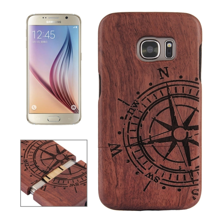 For Galaxy S7 / G930 Compass Pattern Separable Rosewood Protective Case(Brown)