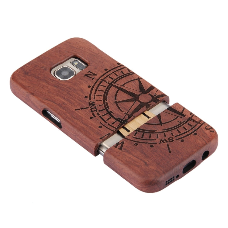 For Galaxy S7 / G930 Compass Pattern Separable Rosewood Protective Case(Brown)