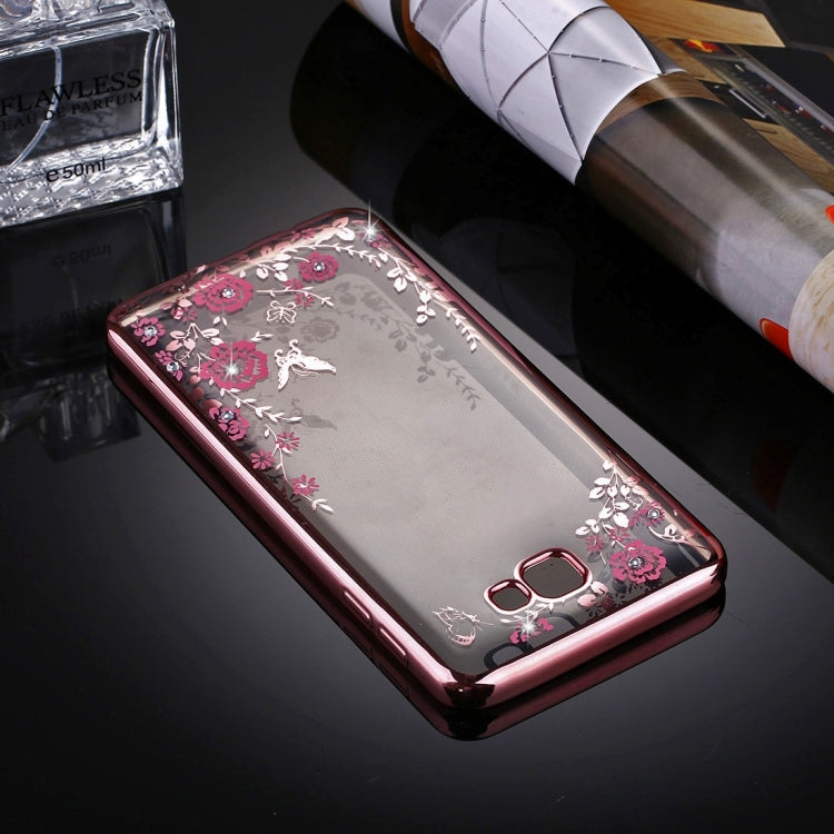 For Galaxy J5 Prime Flowers Pattern Diamond Encrusted Electroplating Soft TPU Protective Cover Case