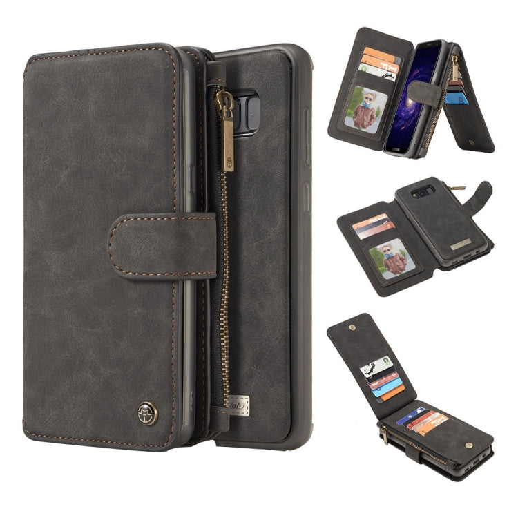 For Galaxy S8 Crazy Horse Texture Dual Flip Detachable Back Cover Leather Case with Card Slots & Wallet & Photo Frame