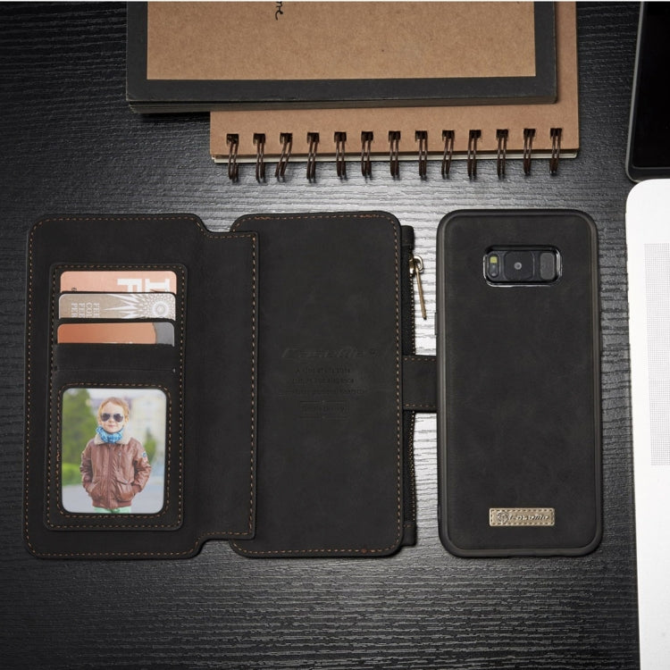 For Galaxy S8 Crazy Horse Texture Dual Flip Detachable Back Cover Leather Case with Card Slots & Wallet & Photo Frame