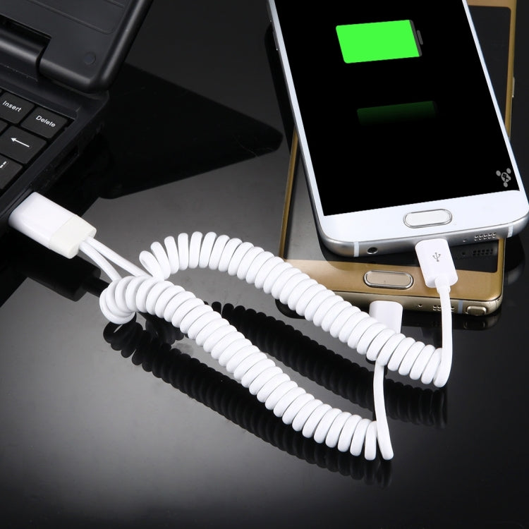 1m USB-C / Type-C & Micro USB to USB 2.0 Sync Data / Charger Spring Coiled Cable, For Galaxy S8 & S8 + / LG G6 / Huawei P10 & P10 Plus / Xiaomi Mi6 & Max 2 and other Smartphones(White)