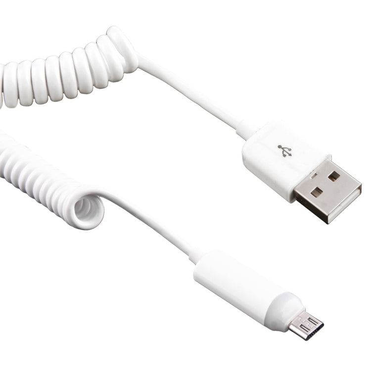 1m Micro USB to USB 2.0 Sync Data / Charger Spring Coiled Cable with LED Indicator, For Samsung, HTC, LG, Sony, Huawei, Lenovo, Xiaomi and other Smartphones(White)