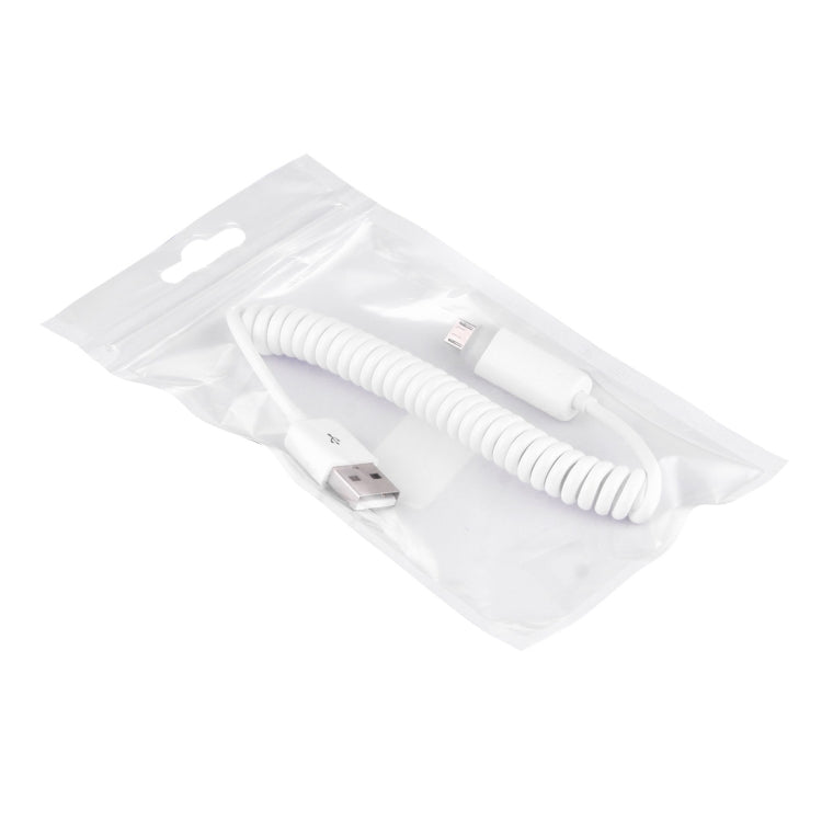 1m Micro USB to USB 2.0 Sync Data / Charger Spring Coiled Cable with LED Indicator, For Samsung, HTC, LG, Sony, Huawei, Lenovo, Xiaomi and other Smartphones(White)