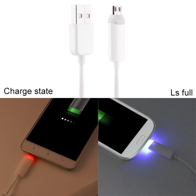1m Micro USB to USB 2.0 Sync Data / Charger Spring Coiled Cable with LED Indicator, For Samsung, HTC, LG, Sony, Huawei, Lenovo, Xiaomi and other Smartphones(White)