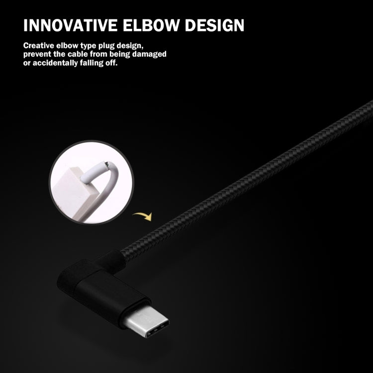 1.2m 2A 90 Copper Wires Woven Elbow USB-C / Type-C 3.1 to USB 2.0 Data / Charger Cable